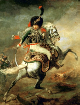 Théodore Géricault: Důstovník myslivců císařské armády dává povel k útoku